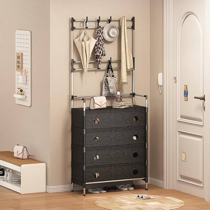 Multifunctional Coat And Shoes Rack-6 Layer (Black)