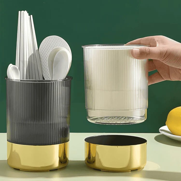 3 Grid Kitchen Utensils Holder-Black