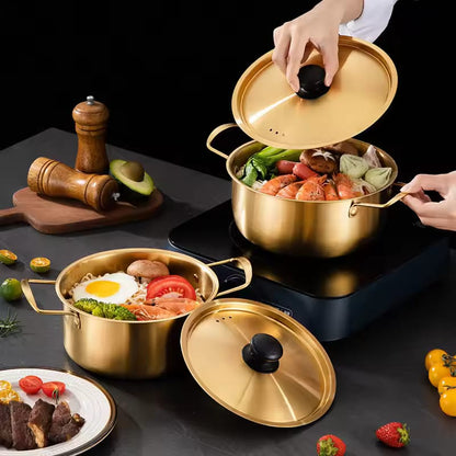 Instant Noodle Soup Pot 3Pcs Set (Plain Golden)