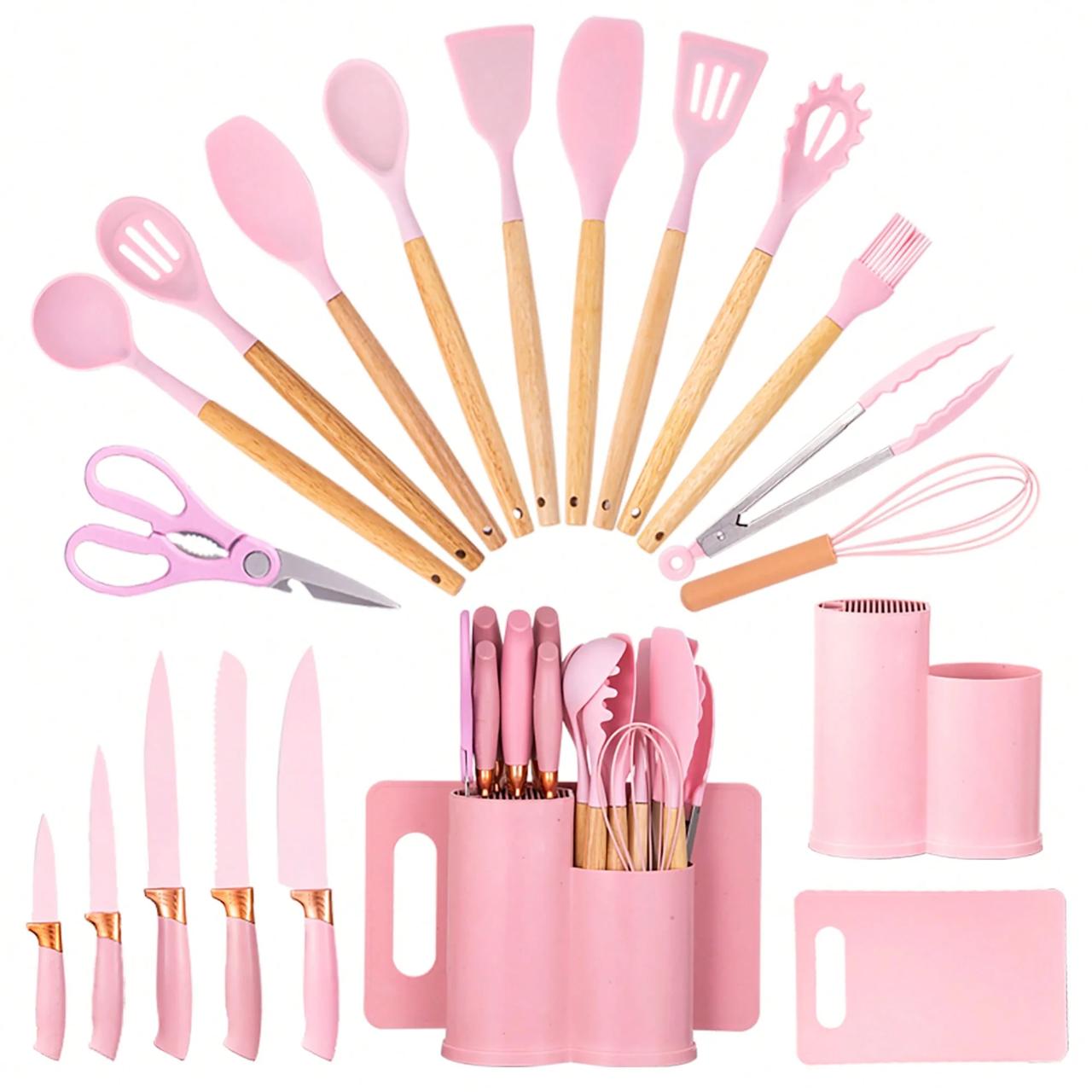 19 Pcs Kitchen Utensils Set-Pink