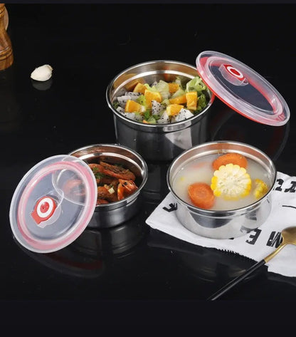 Stainless Steel Solid AirTight Bowls 3pcs