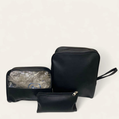 Set Of 3 Leather Travel Pouches