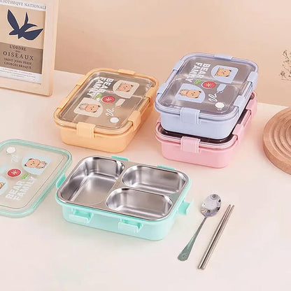 3-Compartment Stainless Steel Lunch Box