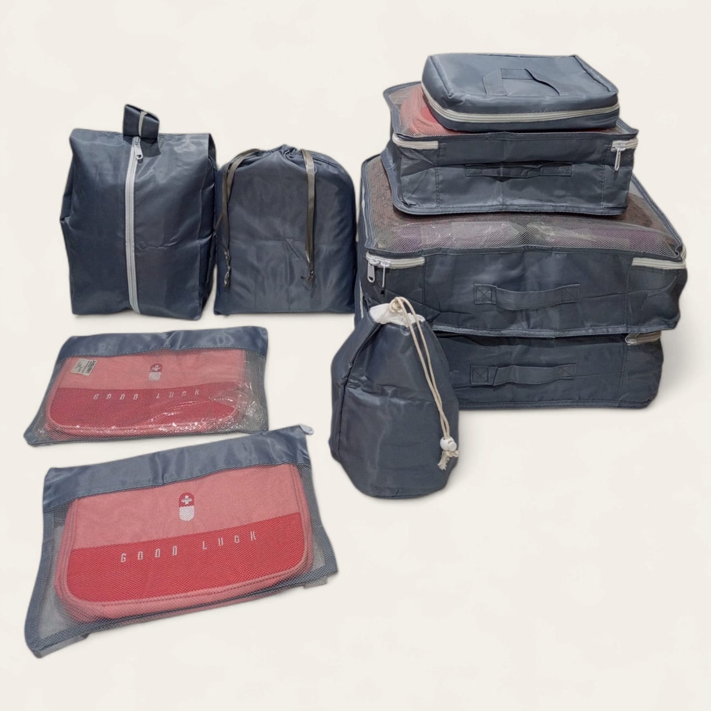 8 Pcs Waterproof Travel Storage Bag (Grey)