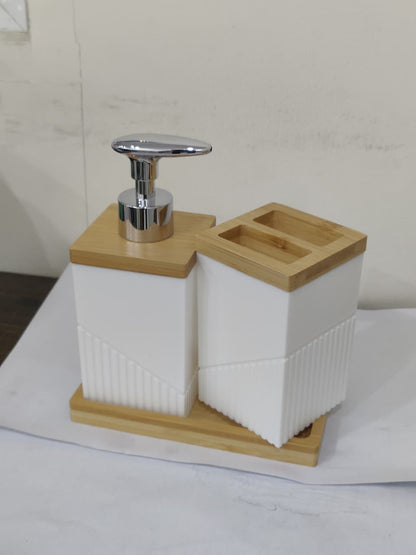 2 Pcs Wooden Lid Bath Accessories Set