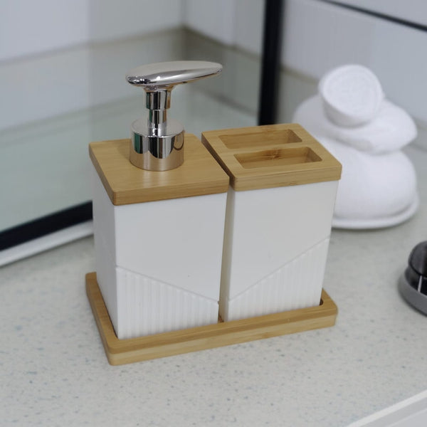 2 Pcs Wooden Lid Bath Accessories Set