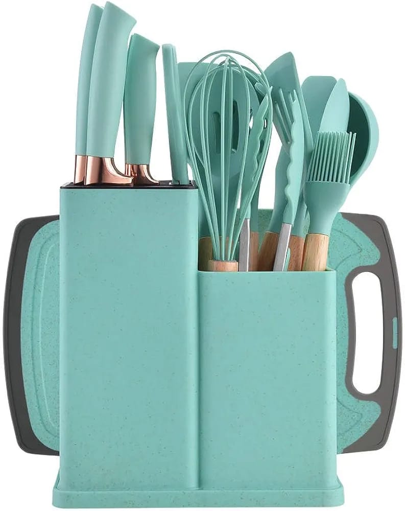 19 Pcs Silicone Cooking Kitchen Utensils Set Dark Green