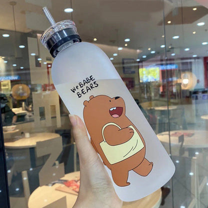 Cute Bear Straw Water Bottle -D1