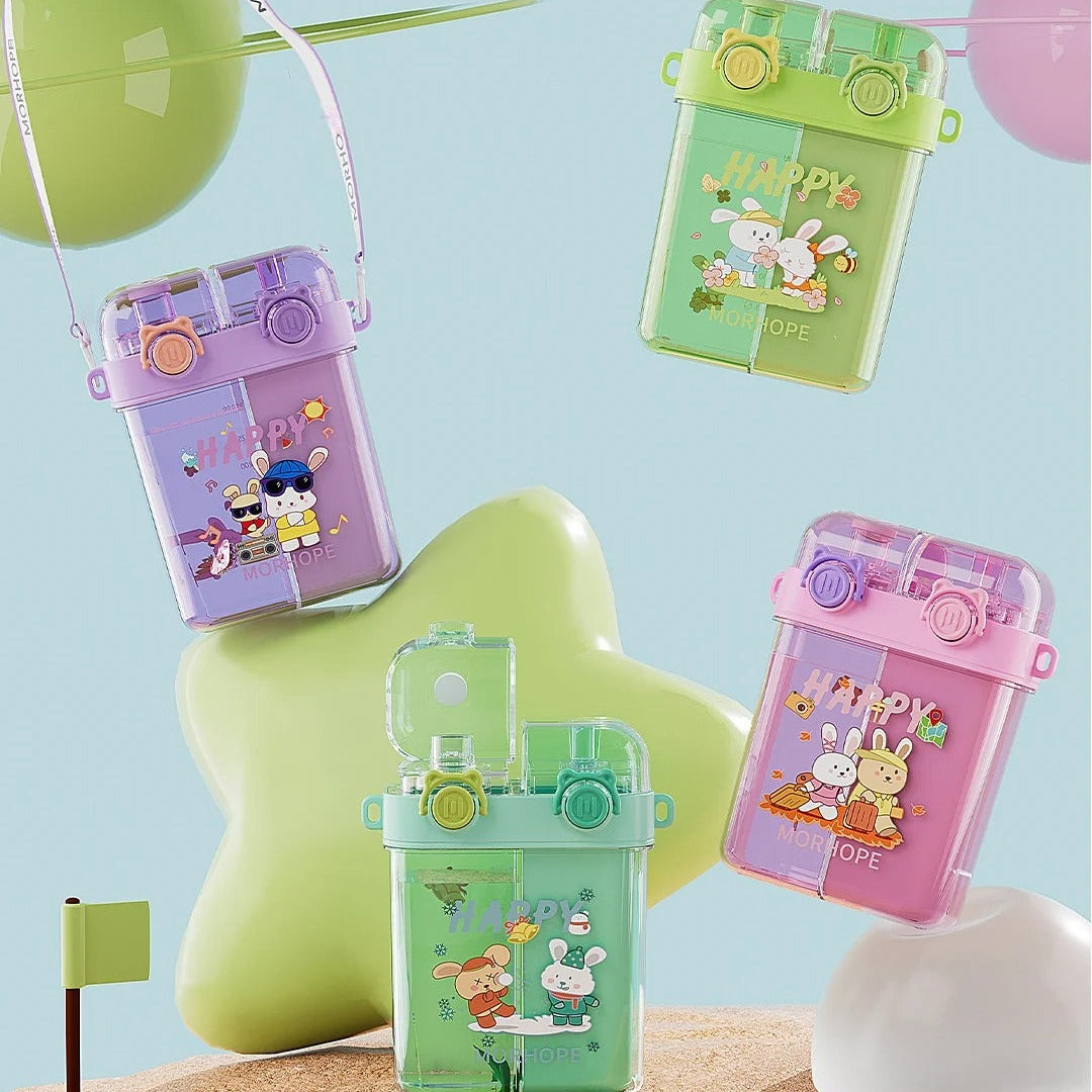 Double Drinking Straw Bottle-Green