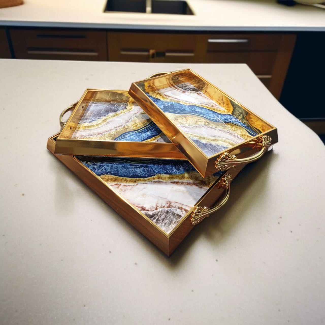 3 Pcs Wooden Serving Tray Set-Design 02