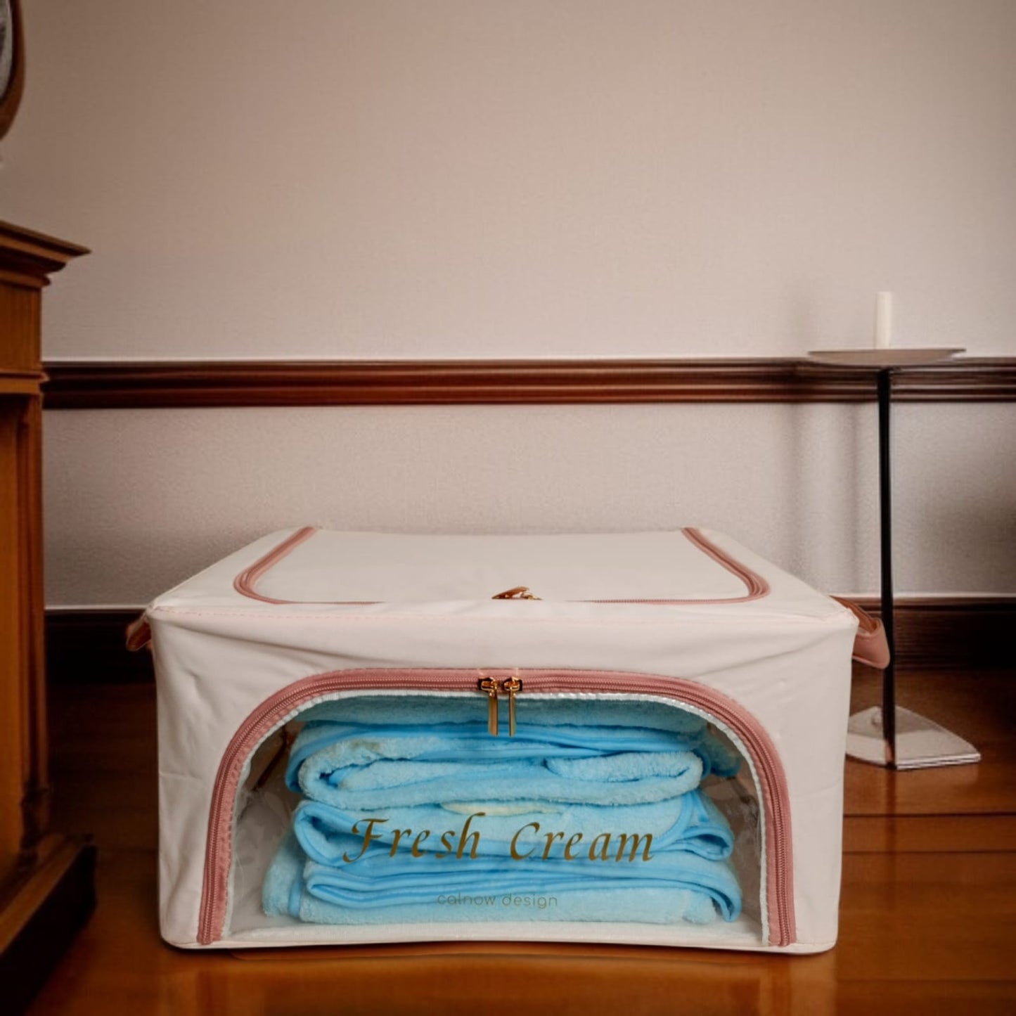 Foldable Clothes Storage Box (24L)-Light Pink