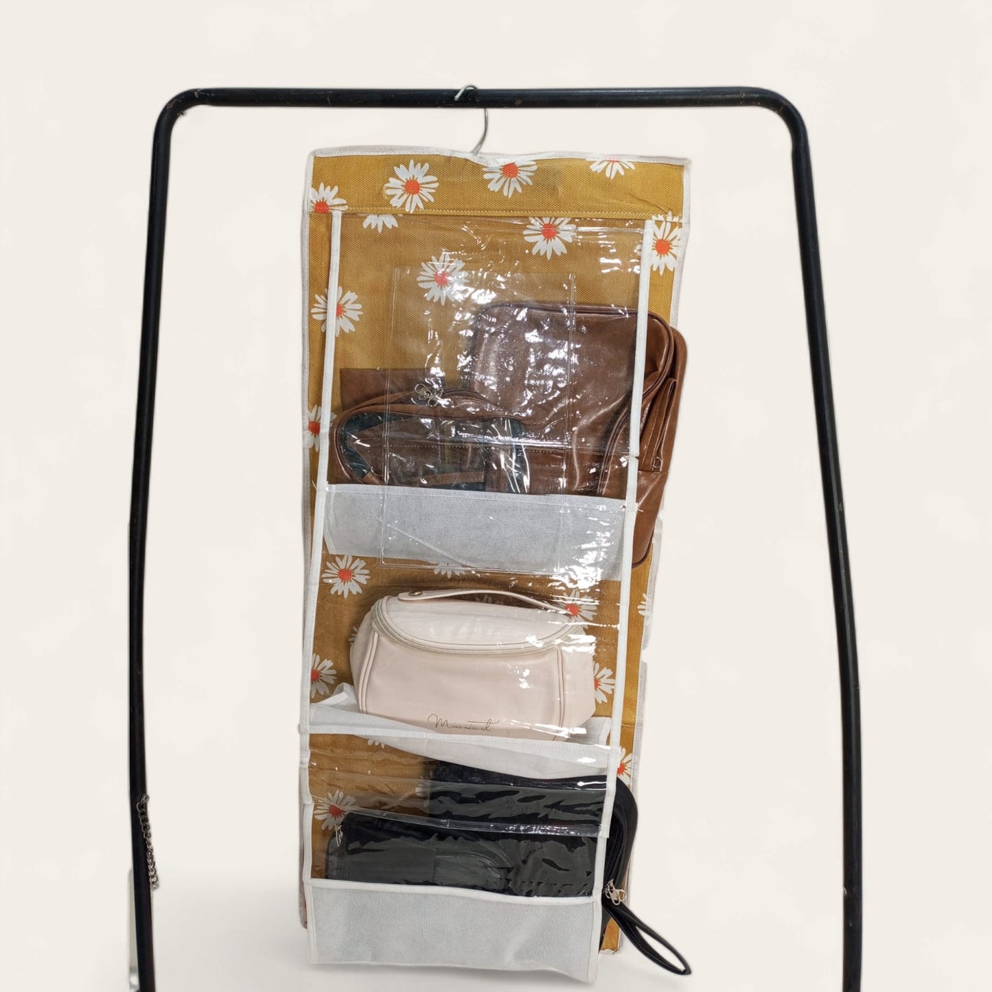 6 slots Bag Holder organizer (Mustard Printed)