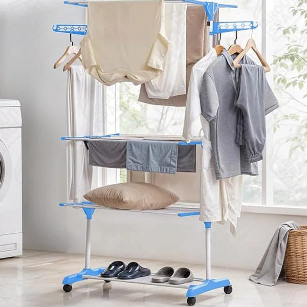 3 Layer Clothes Drying Racks-Blue D2
