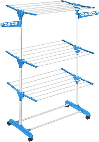 3 Layer Clothes Drying Racks-Blue D2