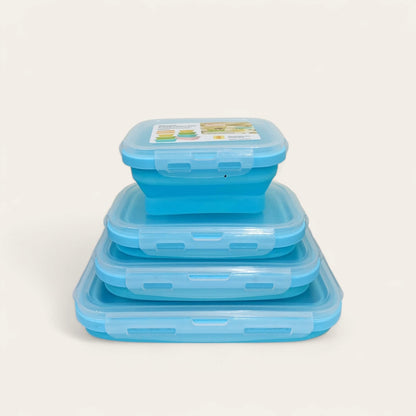 4 Pcs Silicone Foldable Food Container Square