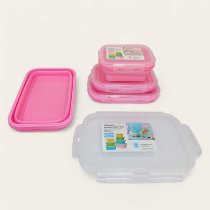 4 Pcs Silicone Foldable Food Container Square