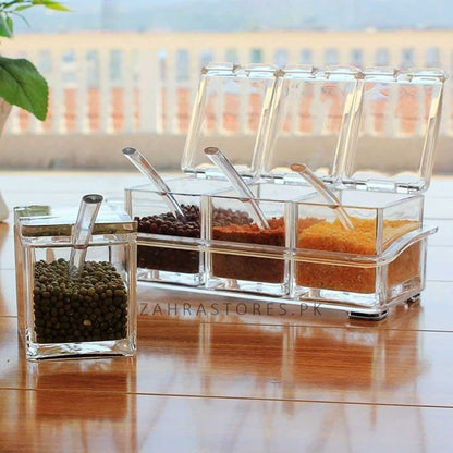 Acrylic Seasoning Rack Spice Pots-Minor Damage