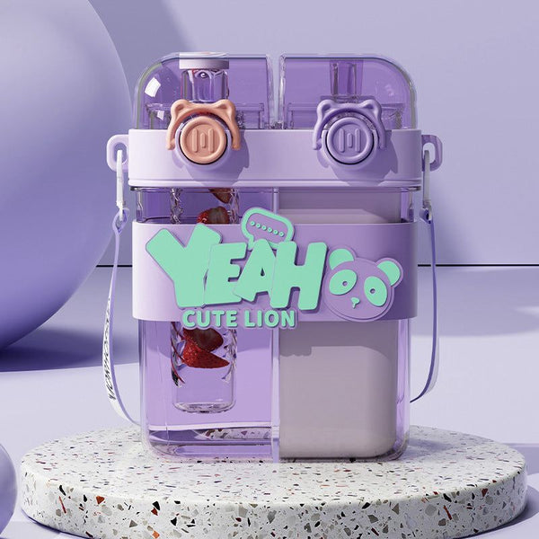 Double-Compartment Water Bottle-Purple