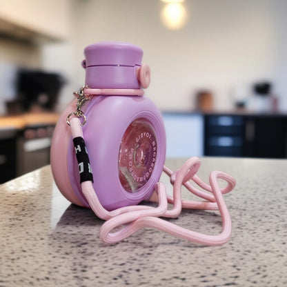 Round  Double Drink Water Bottle-Purple & Pink