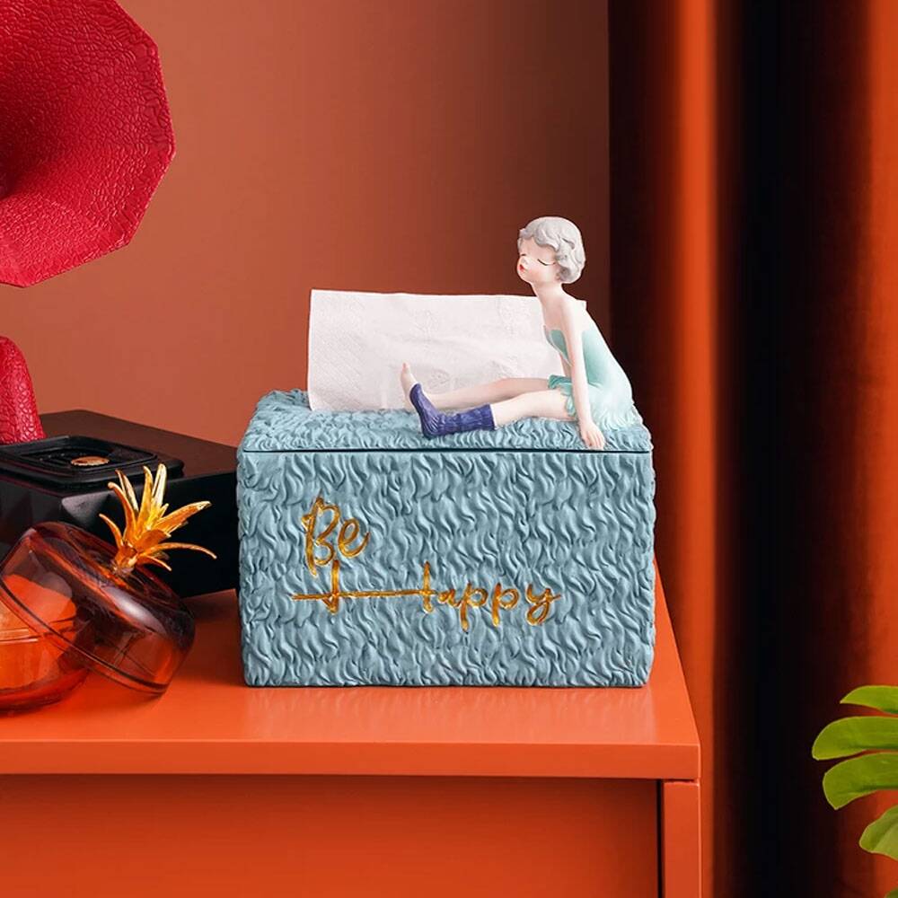 European Resin Creative Girl Tissue Boxes