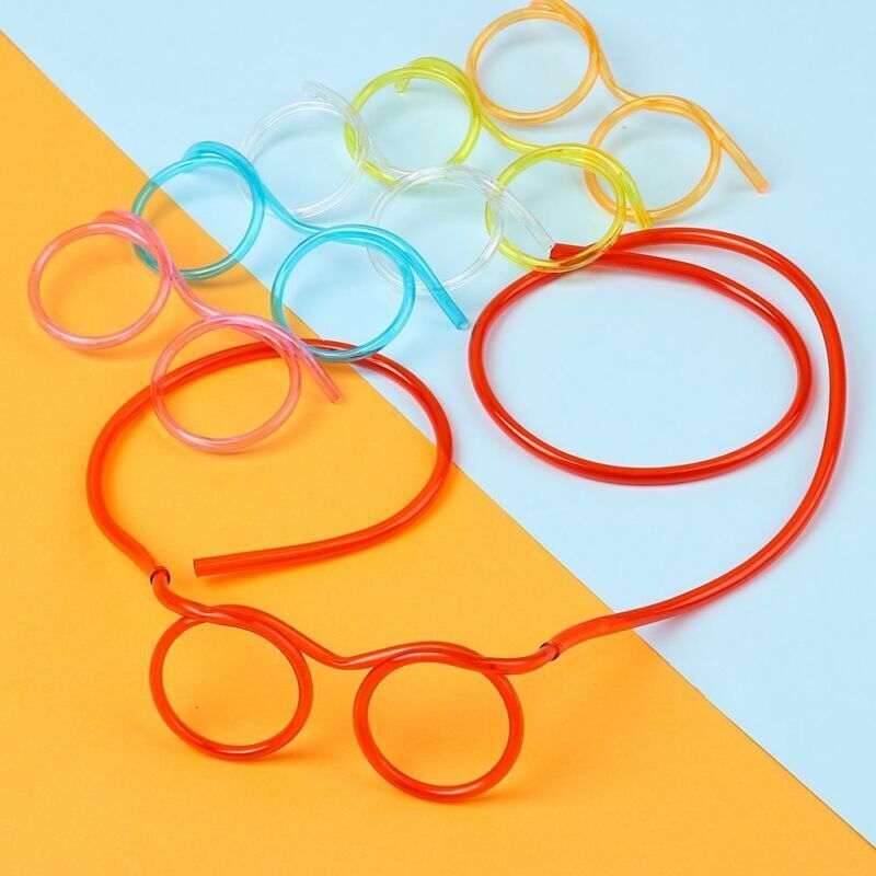 Multi Color Novelty Soft Plastic Straw Glasses